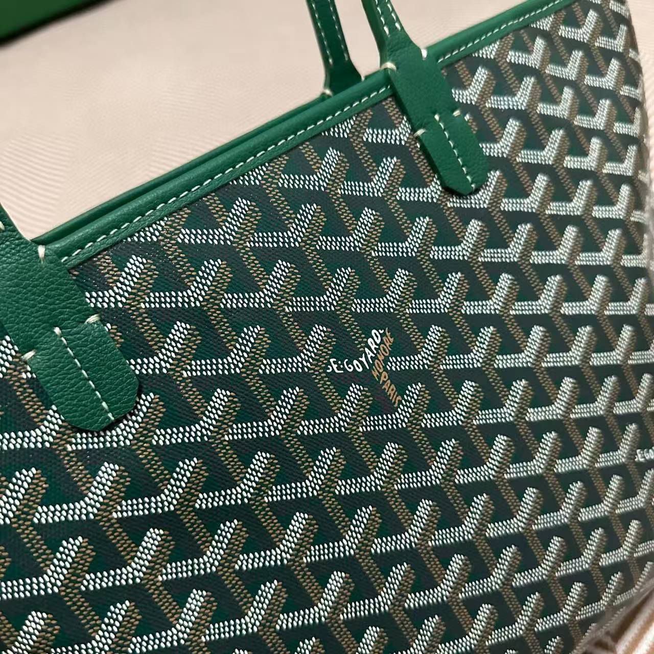 Goyard Calfskin Leather Tote Bag 20218 green